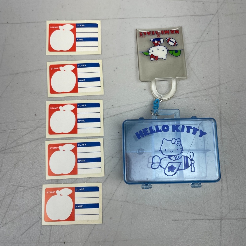 Vintage Hello Kitty Stamp Box Sticker Name Seals Sanrio 1976 Japan No Stamps